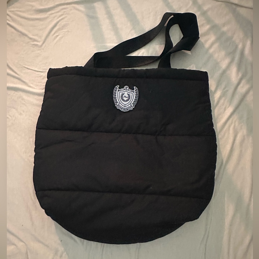 Victoria's Secret Black Quilted Tote with Crest Patch